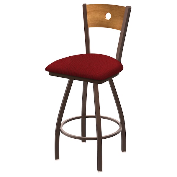 36" Swivel Counter Stool, Black Wrinkle, Med Back, Graph Ruby Seat